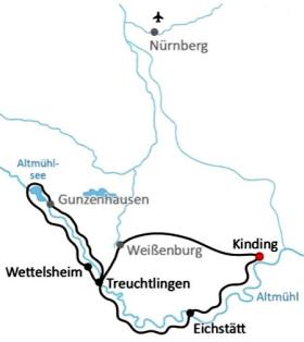 Radtour im Altmühltal - Karte
