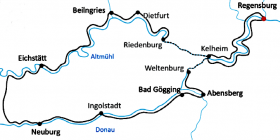 Radtour Donau & Altmühl - Karte